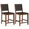 Costway Woven Bar Stools Set of 2 Counter Height Dining Chairs Faux PU Leather Kitchen